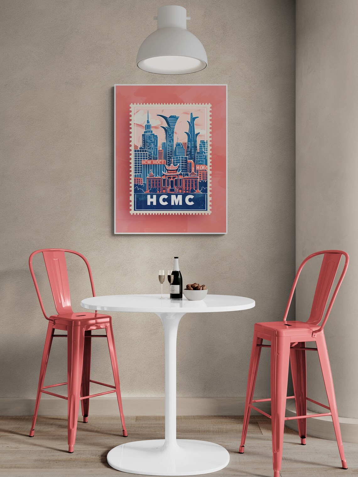 Ho Chi Minh City Skyline Vintage Colonial Stamp Style Travel Poster - Image 5