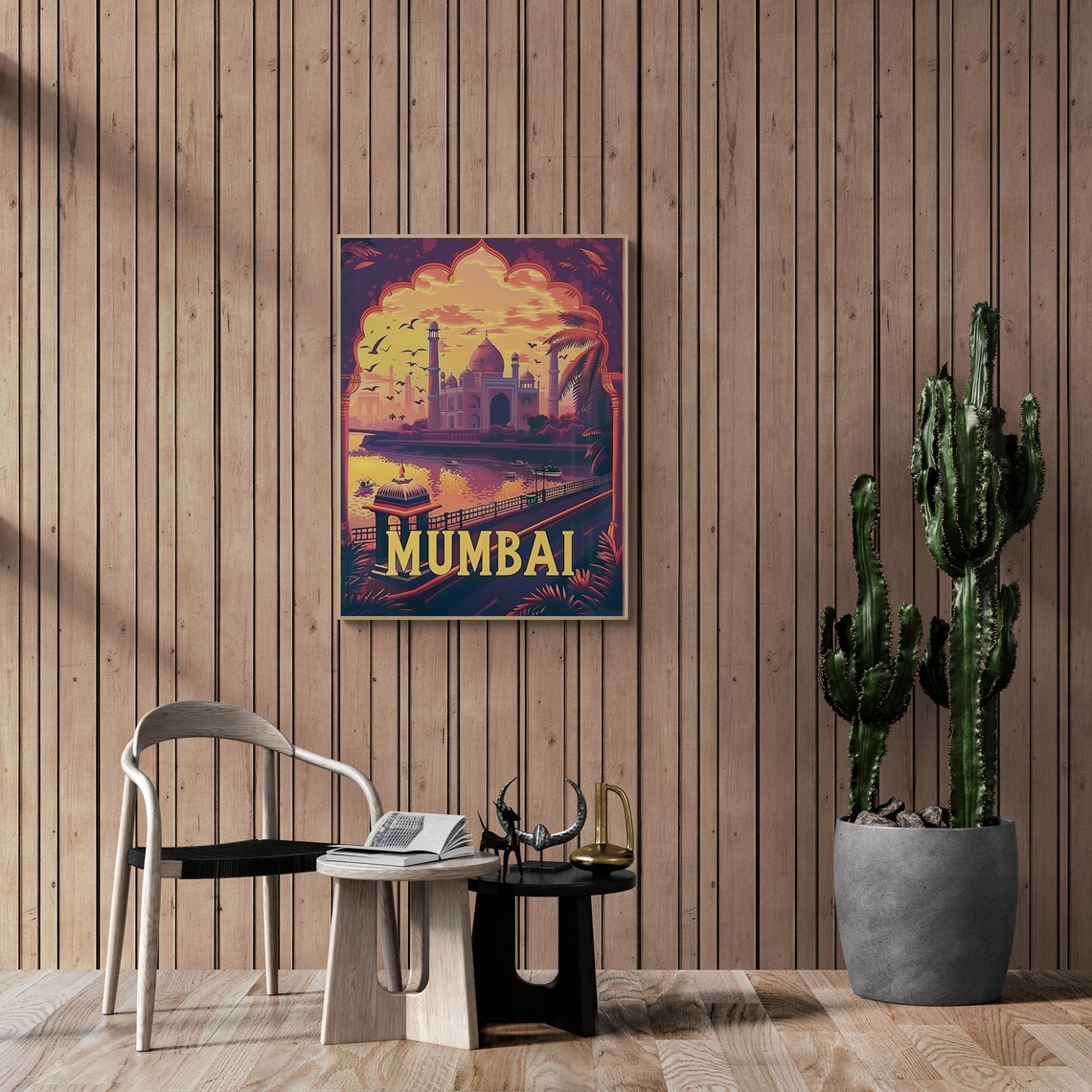 Mumbai Mughal Monument Sunset Arch Riverside Vintage Travel Poster - Image 3