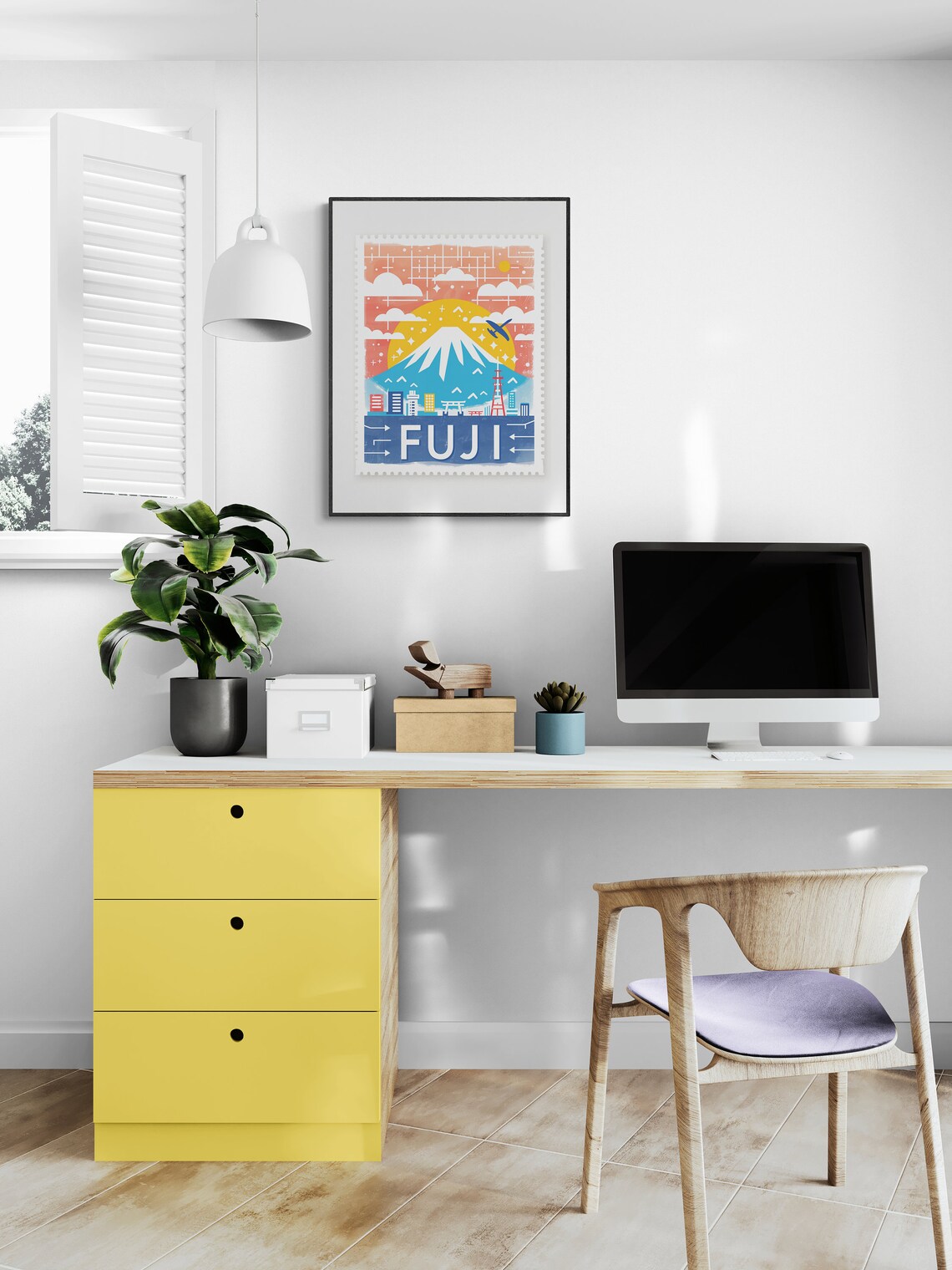 Mount Fuji Japan Sunrise City Vintage Travel Stamp Art Poster - Image 4