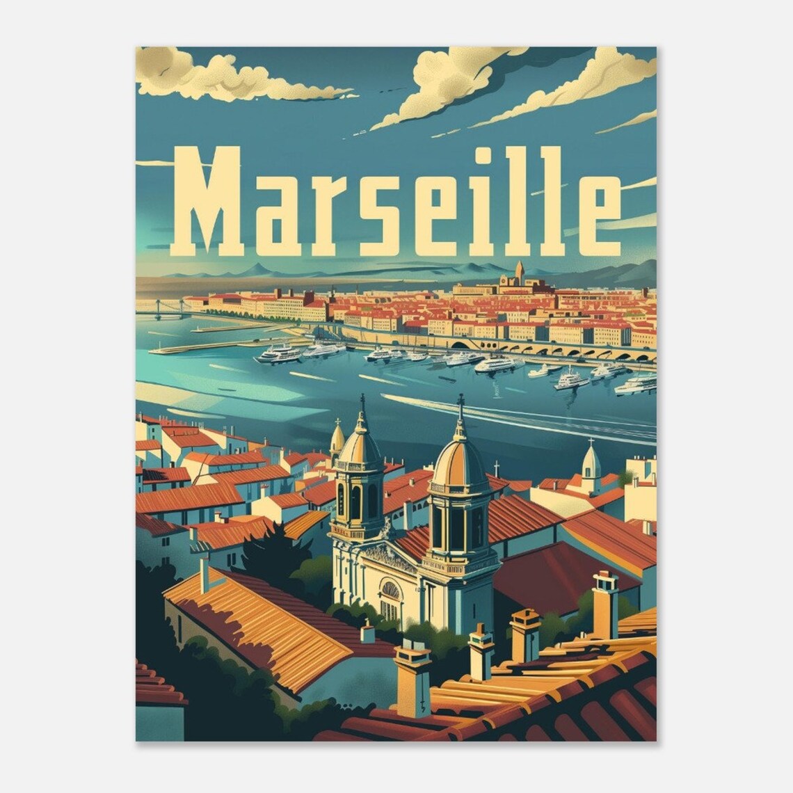 Marseille Harbor Panorama Vintage French Coastal City Poster - Image 2