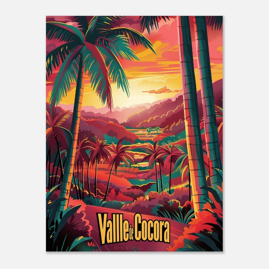 Valle de Cocora Colombia Palm Valley Sunset Vintage Travel Poster - Image 2