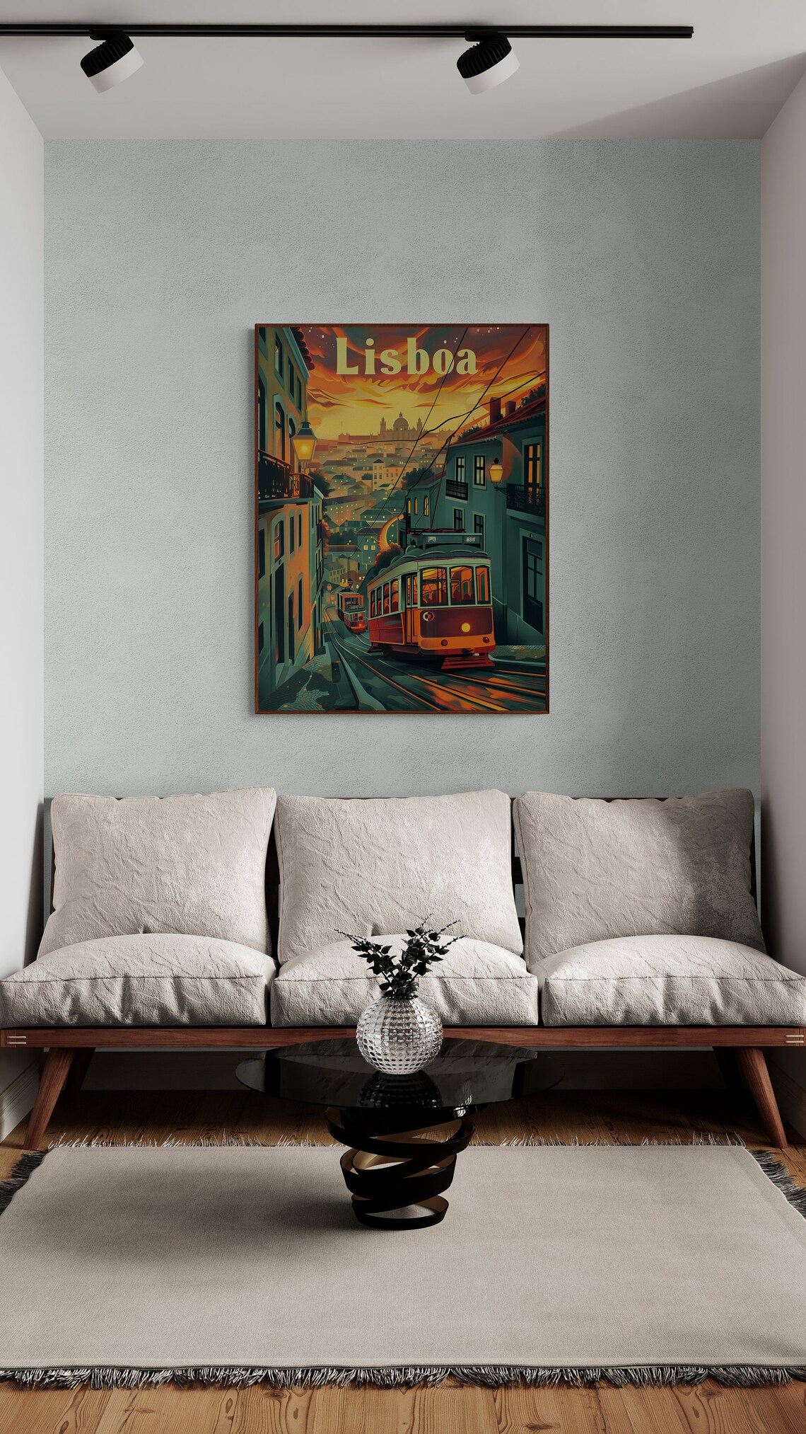 Lisboa Portugal Tram 28 Alfama Sunset Street Vintage Travel Poster - Image 3