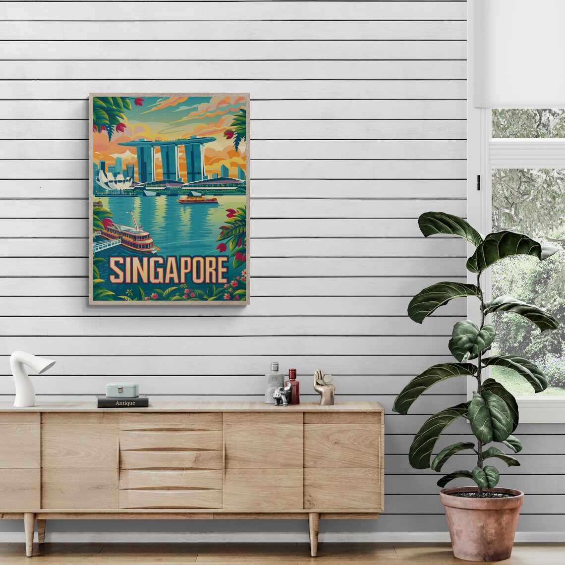 Singapore Marina Bay Sunset Skyline Tropical Garden City Poster - Image 5