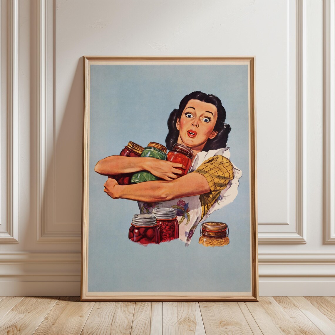 Retro Pin Up Woman Canning Jars Vintage Kitchen Decor Poster