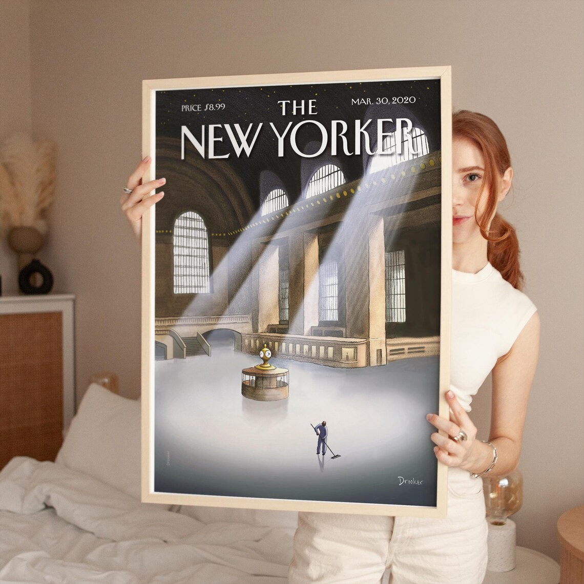 The New Yorker Grand Central Station Night Magazine Cover NYC Wall Art