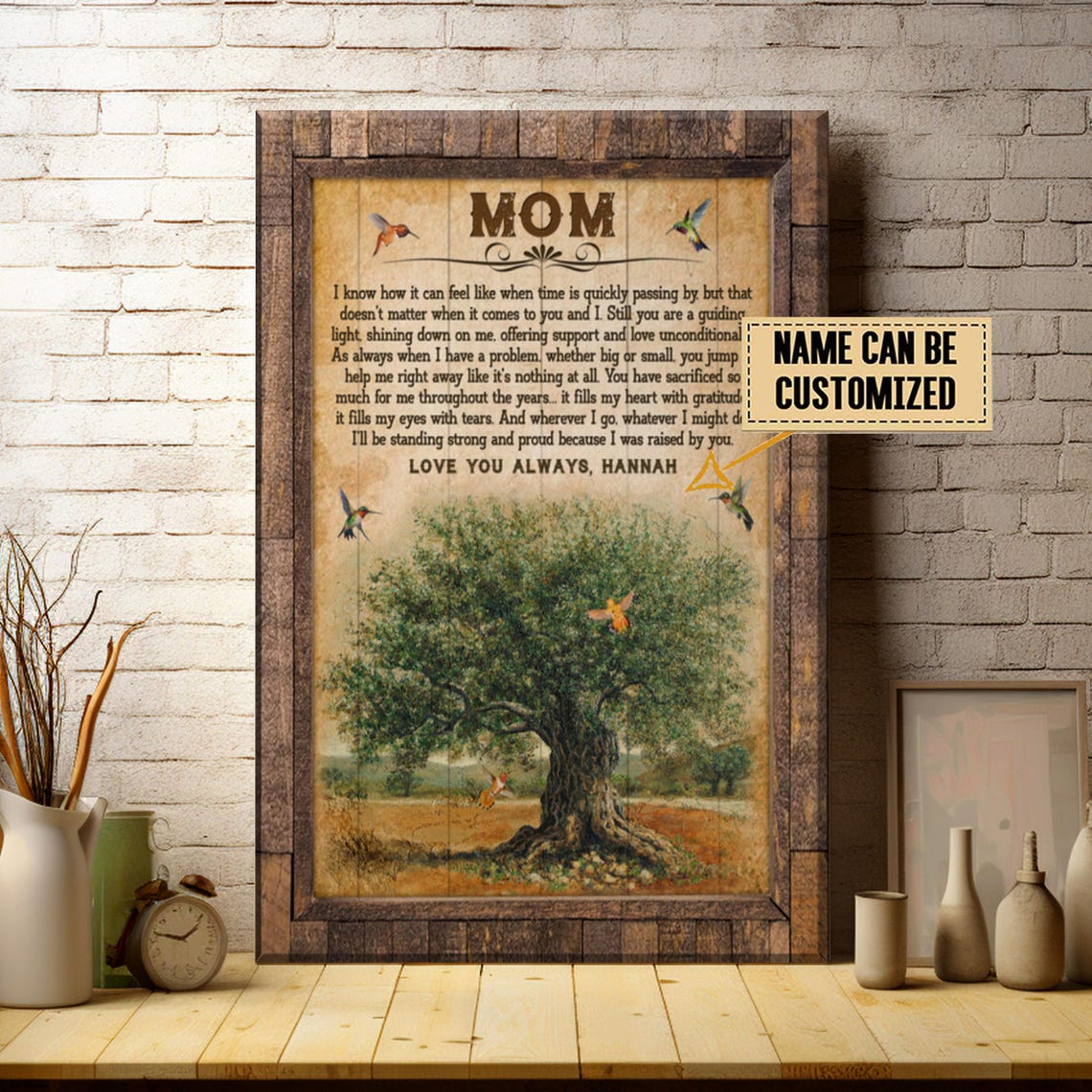 Mom Love You Always Personalized Hummingbird Tree Of Life Poster