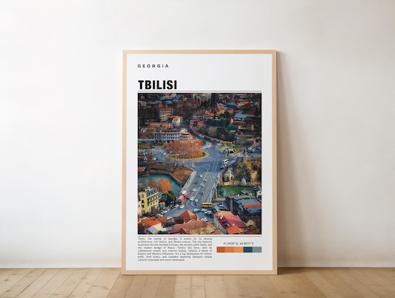 Tbilisi Georgia Old Town Aerial View Sunset Travel Photo Poster