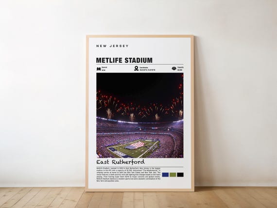 Metlife Stadium Print New York Poster Wall Art Giants