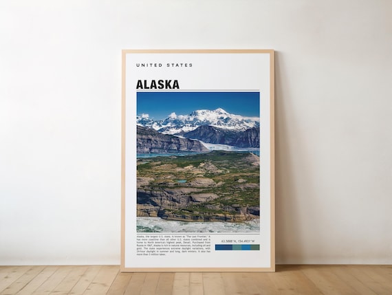 Alaska Snowy Mountain Peaks Glacier Wilderness Travel Poster
