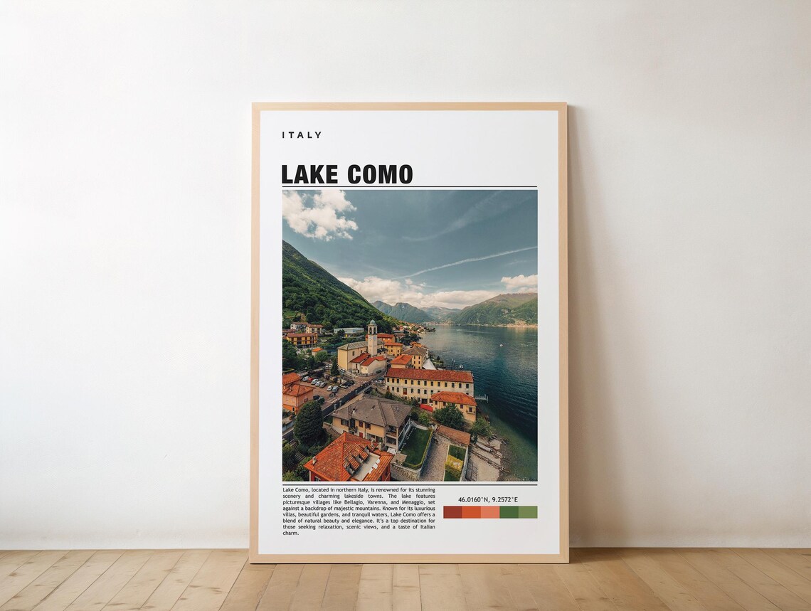 Romantic Lake Como Italy Lakeside Village Photo Travel Poster