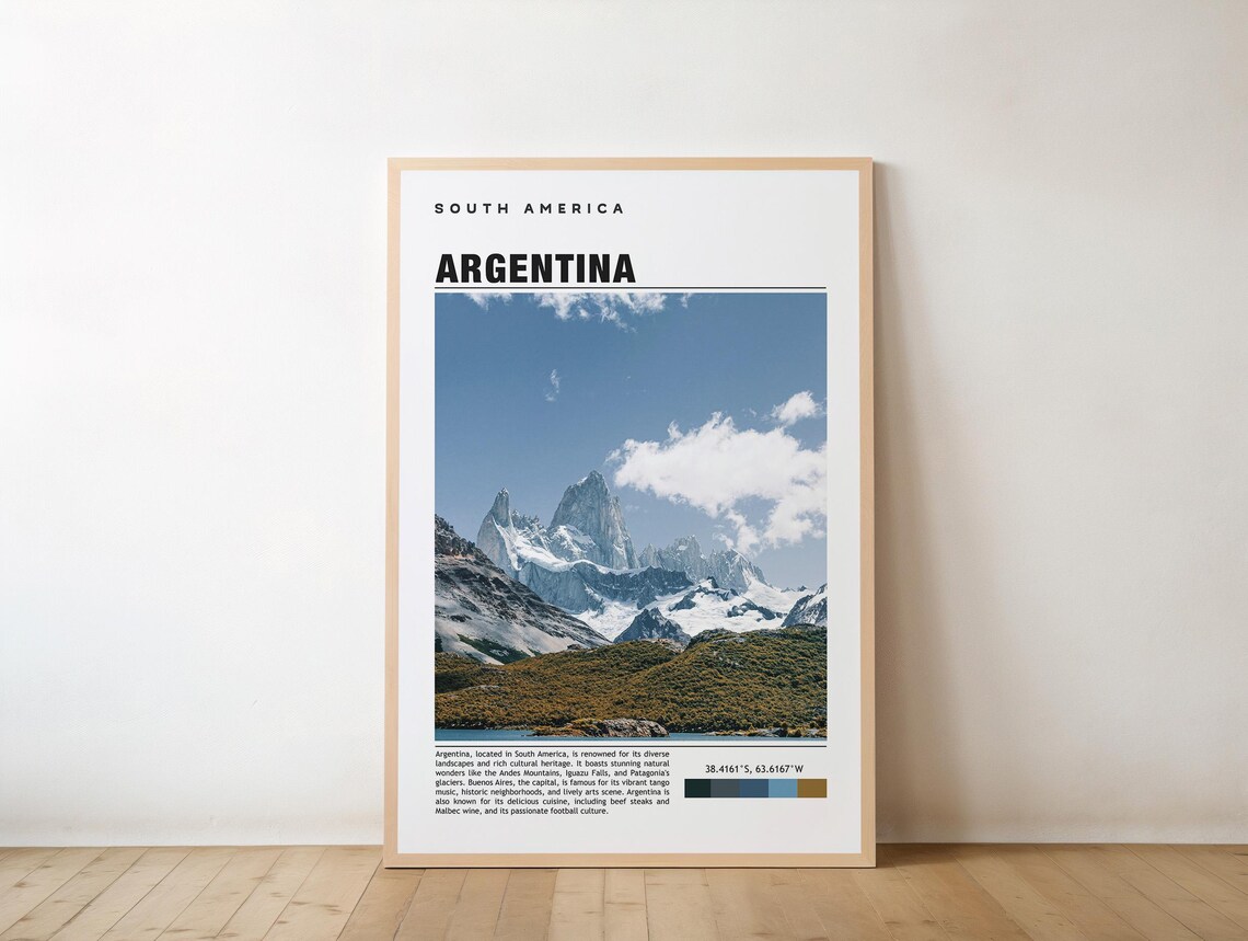 Argentina Patagonia Fitz Roy Massif Andes Mountain Travel Poster