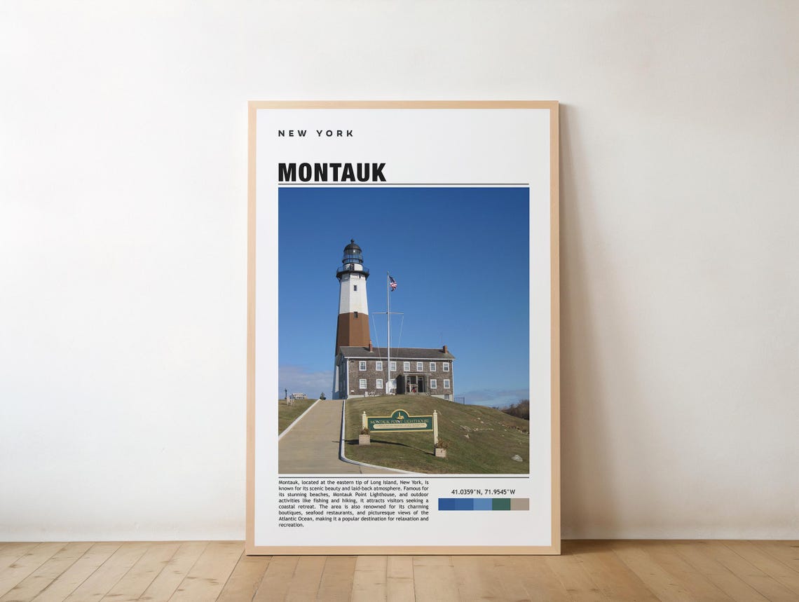 Montauk New York Lighthouse Atlantic Ocean Overlook Travel Poster