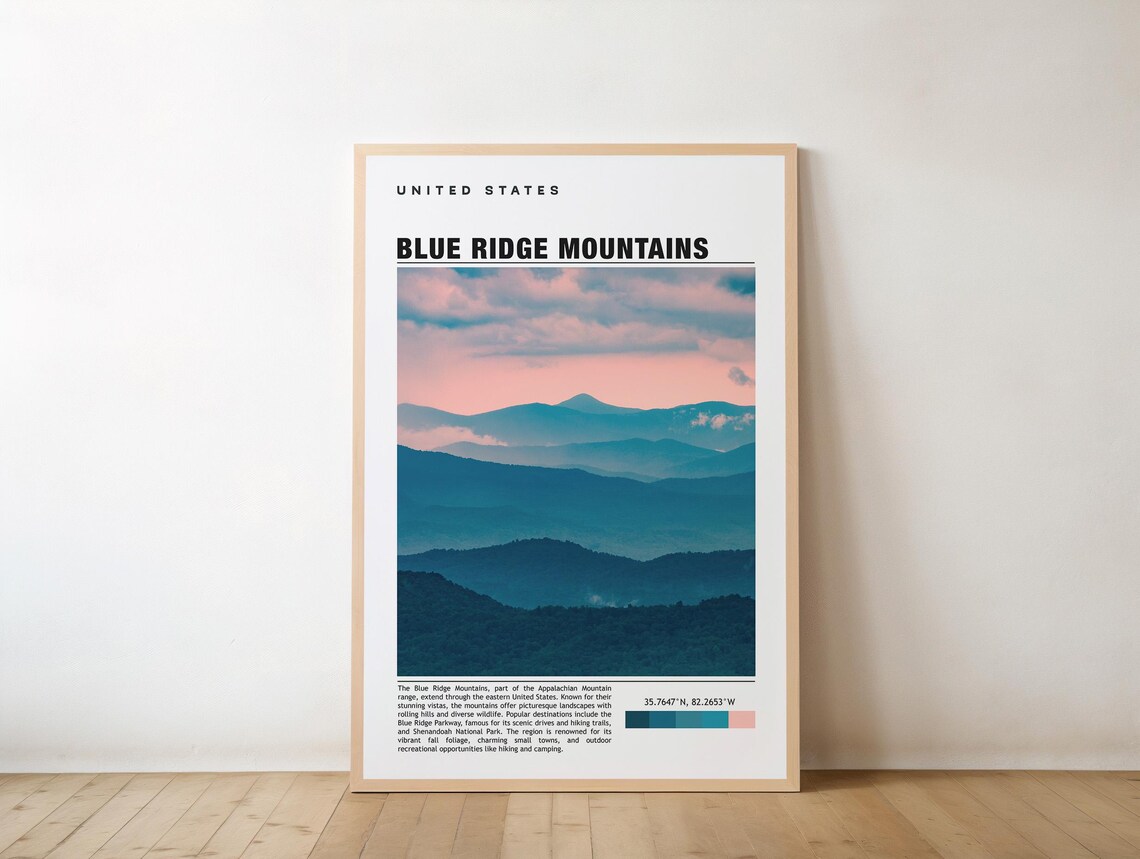 Blue Ridge Mountains Misty Layered Peaks Photo Travel Poster