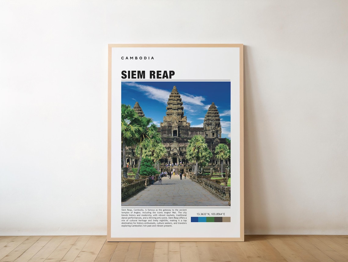 Siem Reap Cambodia Ancient Angkor Wat Temple Photo Travel Poster