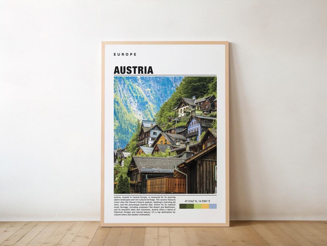 Storybook Hallstatt Austria Alpine Village Photo Travel Poster