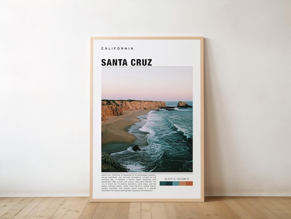 Santa Cruz California Beach Sunset Coast Photo Travel Poster
