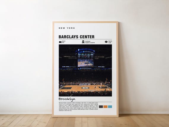 Barclays Center Print New York Poster Brooklyn Views Arena Art Urban Charm Basketball Sports Venue City Landmark