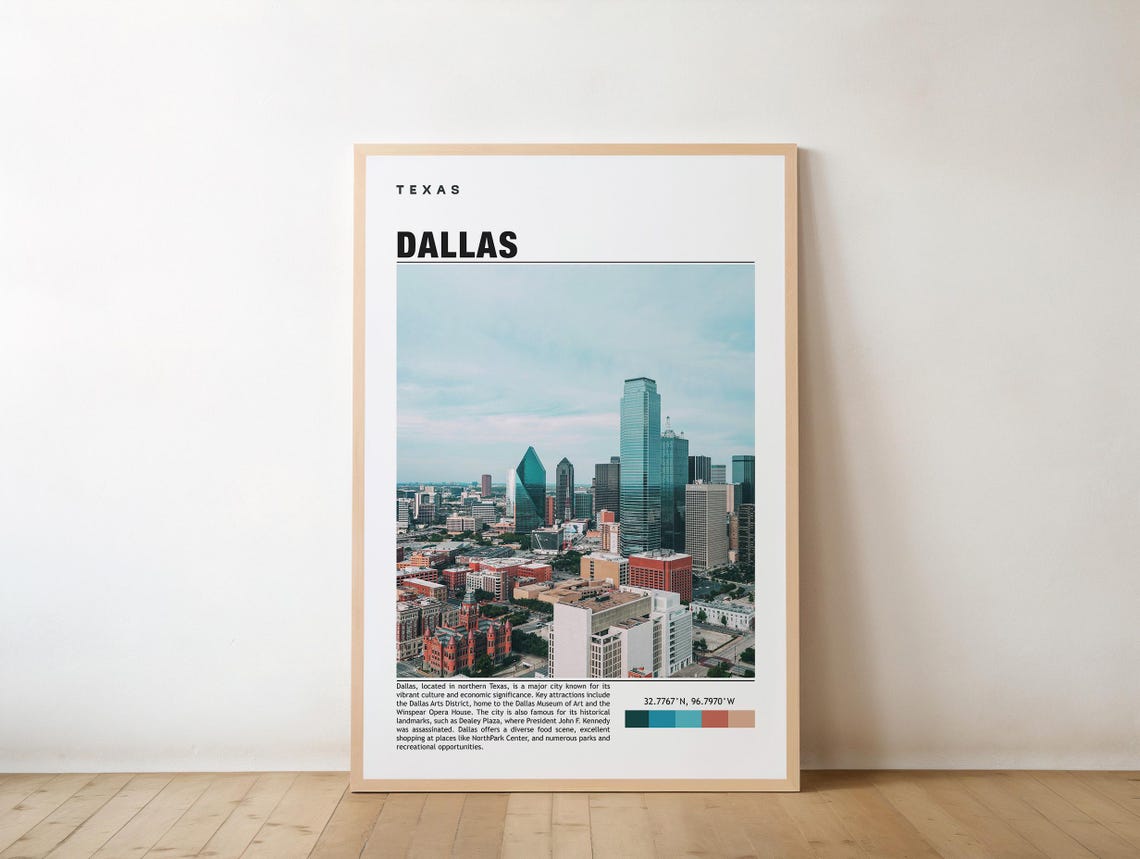 Dallas Texas Downtown Skyline Aerial View with Modern Towers Poster