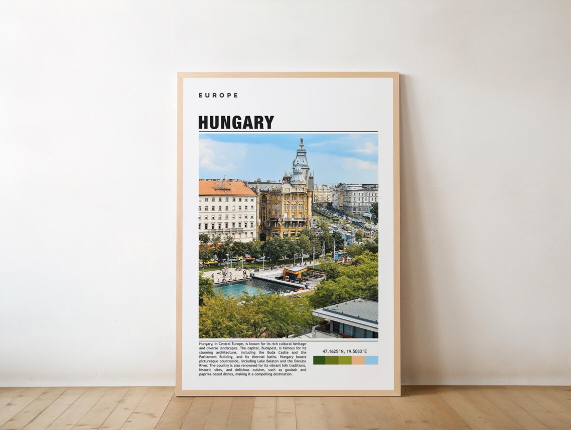 Budapest Hungary City Photo Travel Poster European Landmark Artwork