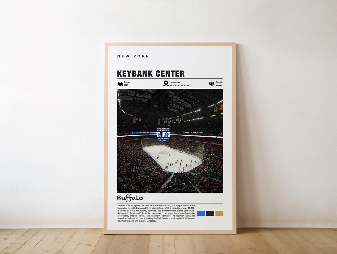 KeyBank Center Buffalo 1996 Hockey Arena Night Crowd Photo Poster