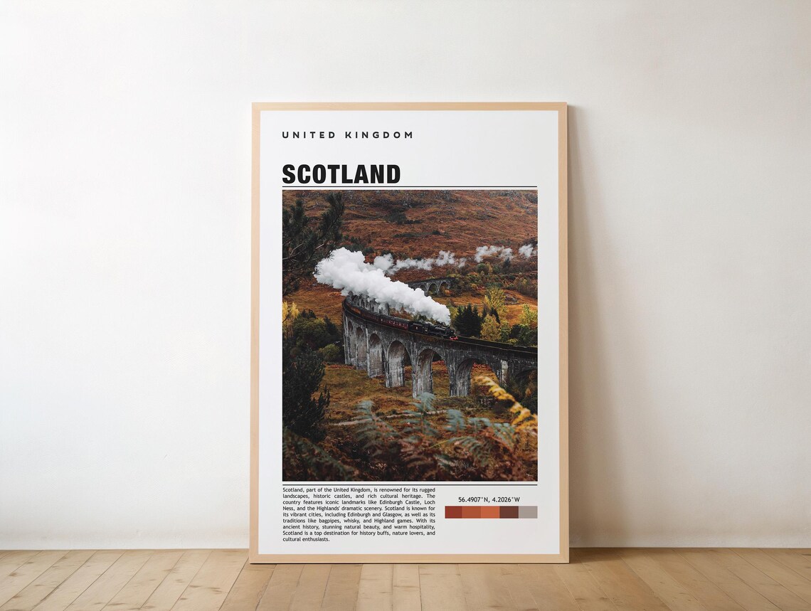 Scotland Steam Train Crossing Glenfinnan Viaduct UK Travel Poster