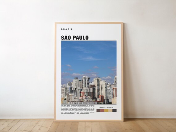 São Paulo Brazil Daytime Skyline Cityscape Photography Travel Poster