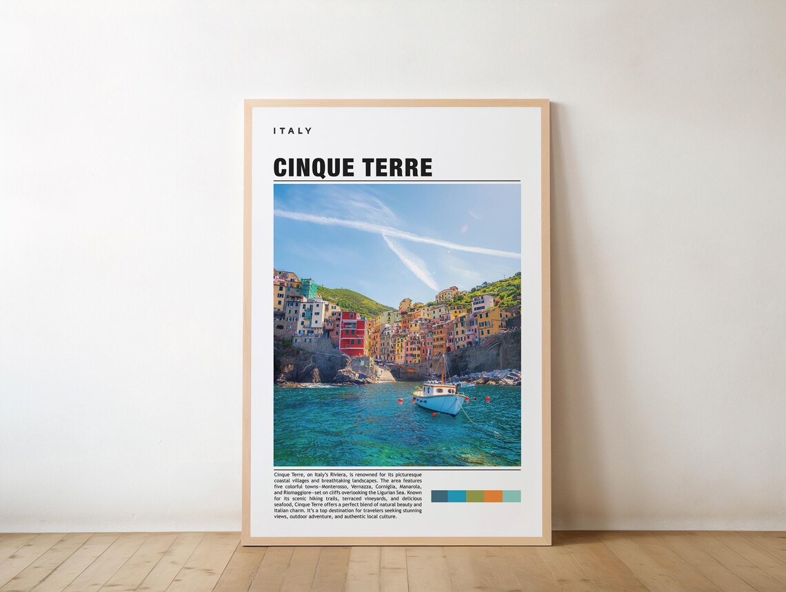 Cinque Terre Italy Colorful Cliff Village Photo Travel Poster