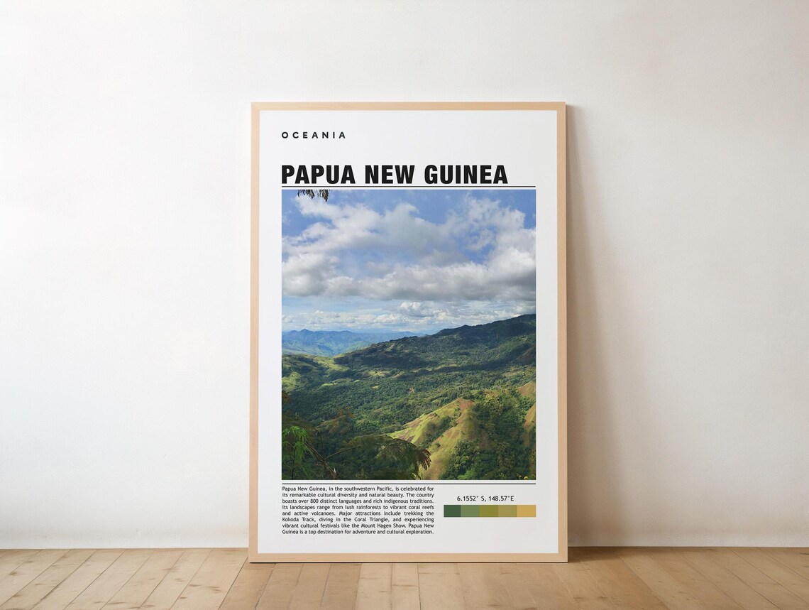 Papua New Guinea Highlands Jungle Valley Oceania Travel Guide Poster