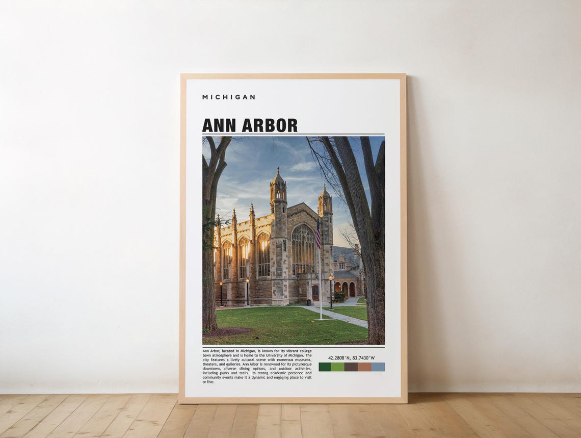 Ann Arbor Michigan Gothic University Building Editorial Poster