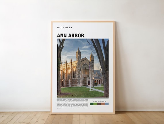 Ann Arbor Michigan Gothic University Building Editorial Poster