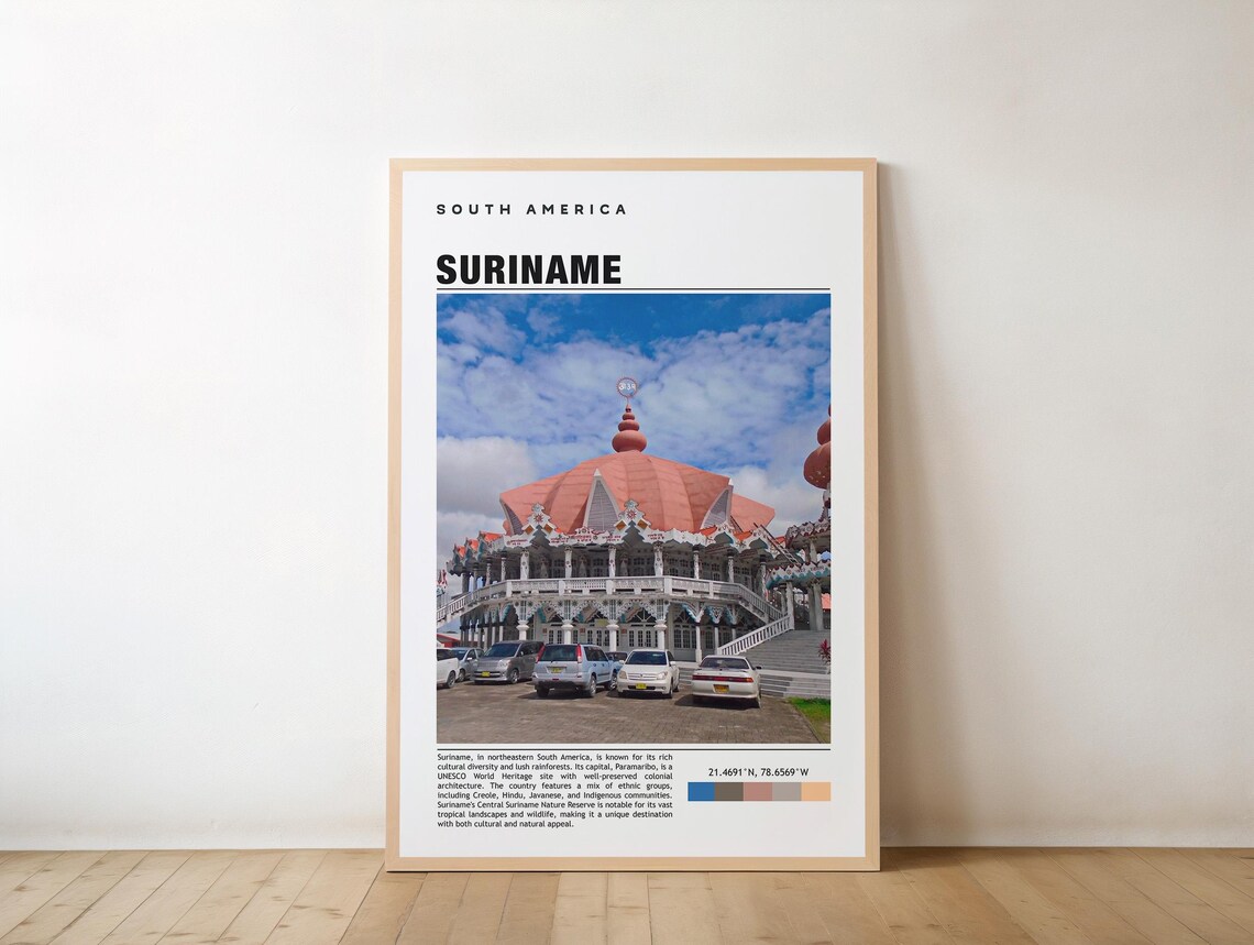 Suriname Paramaribo Pink Temple South America Travel Photo Poster