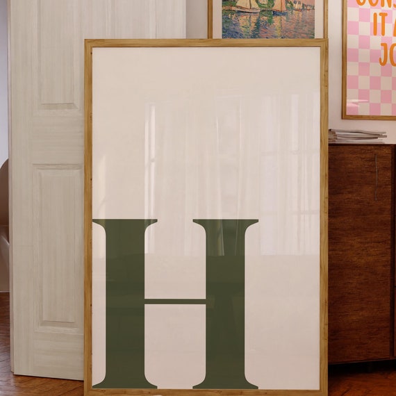 Letter H Poster, Preppy Room Decor