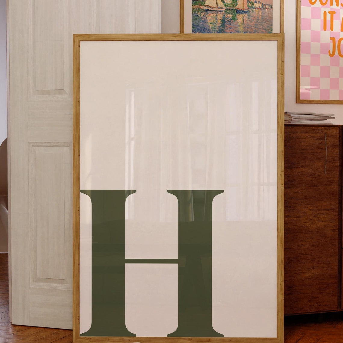 Letter H Poster, Preppy Room Decor