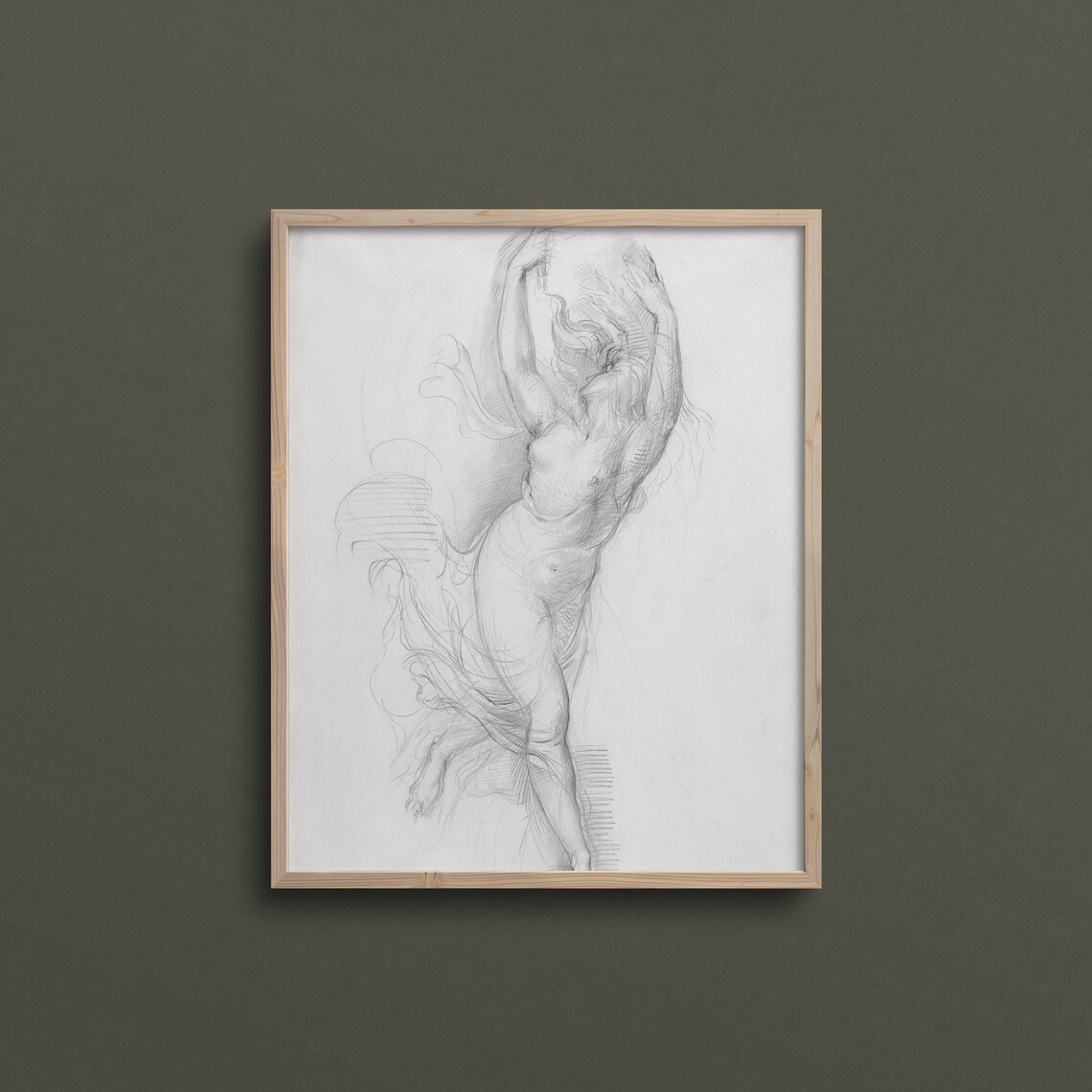 French Provincial Dancing Nude Figure, Vintage Art Print - Image 2