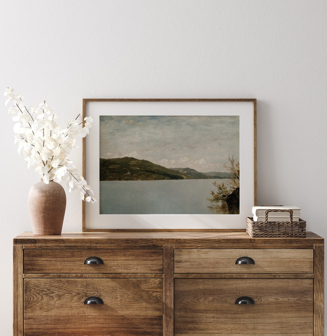 Countryside Lake Vintage Oil Painting, Wall Art Print - Image 3