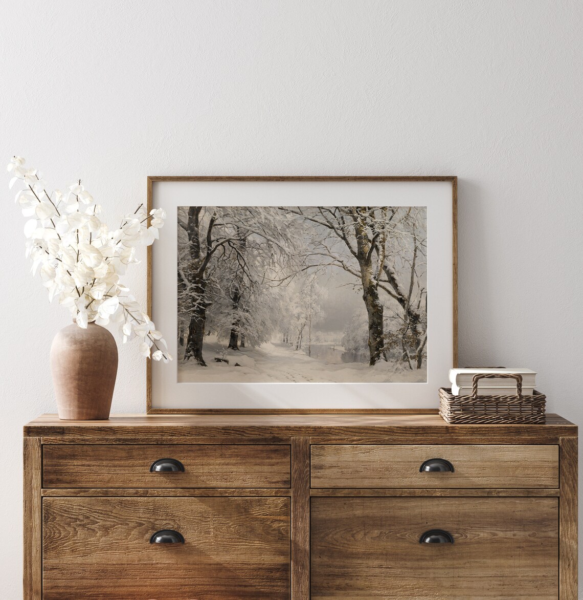 White Winter Trees, Vintage Winter Landscape Art Print - Image 3