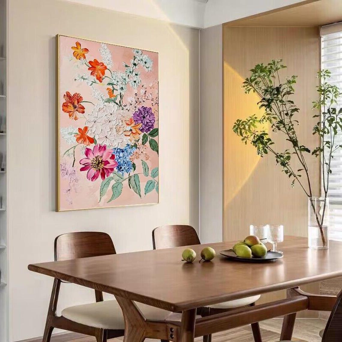 Soft Pastel Floral Bouquet Blooming on Blush Pink Vertical Wall Art - Image 5