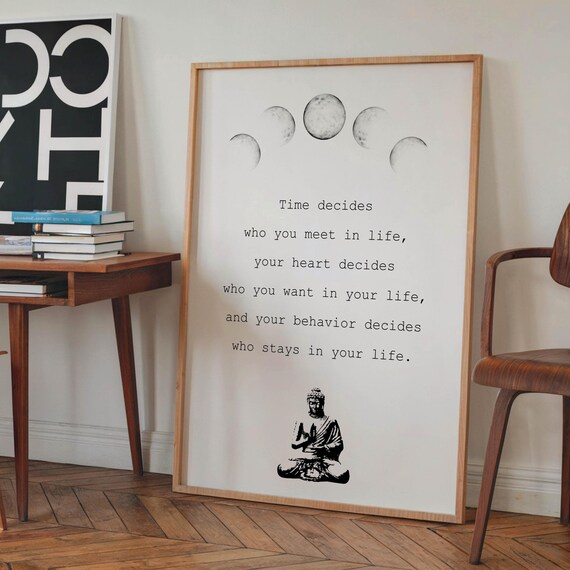 Moon Phases Buddha Quote on Who You Meet and Who Stays Poster