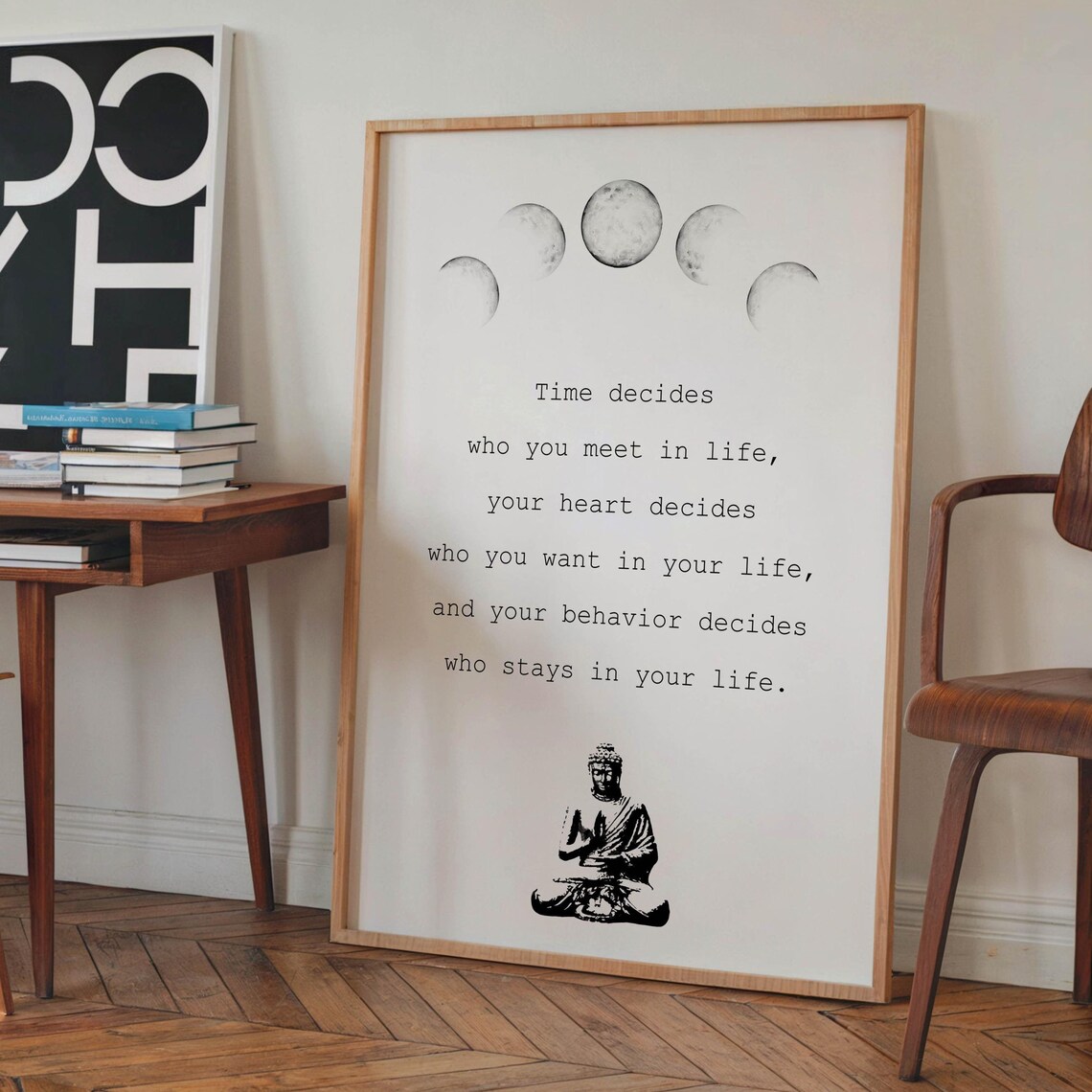 Moon Phases Buddha Quote on Who You Meet and Who Stays Poster