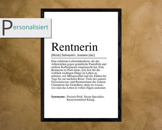 Pensioner Definition Poster Gift Retirement Retired Work Colleague
