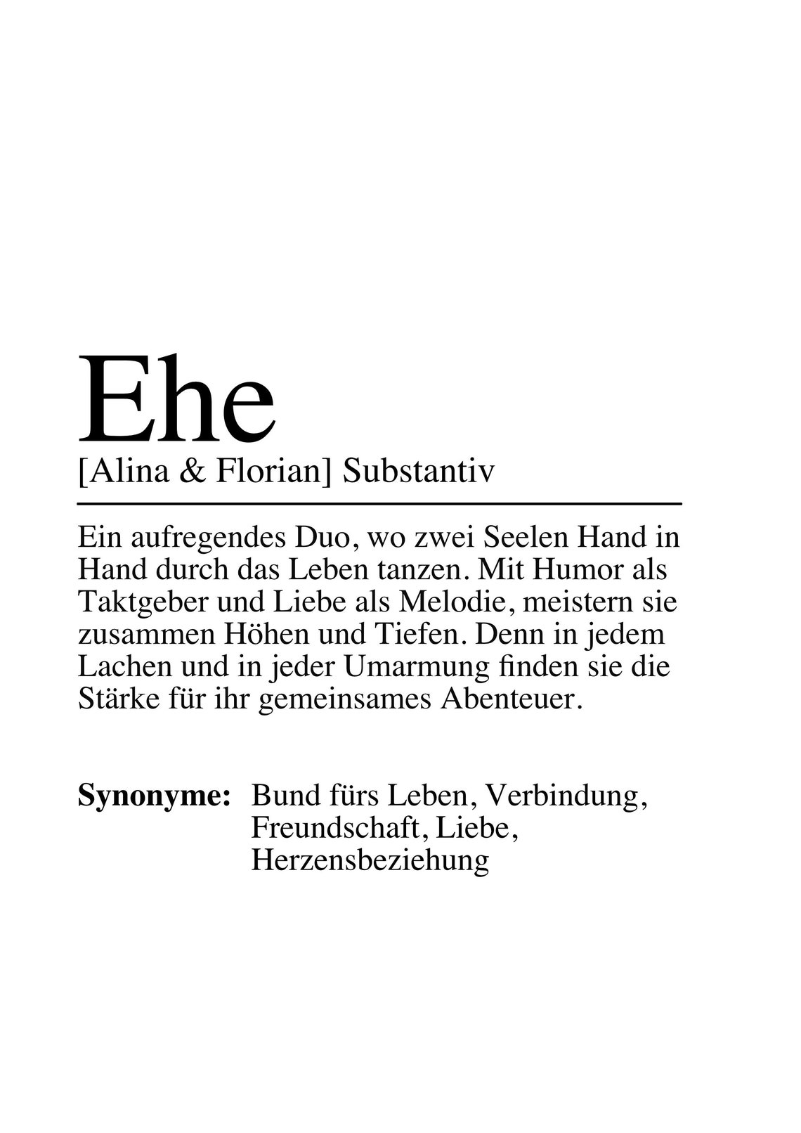 Ehe German Marriage Dictionary Definition Personalized Poster - Image 3