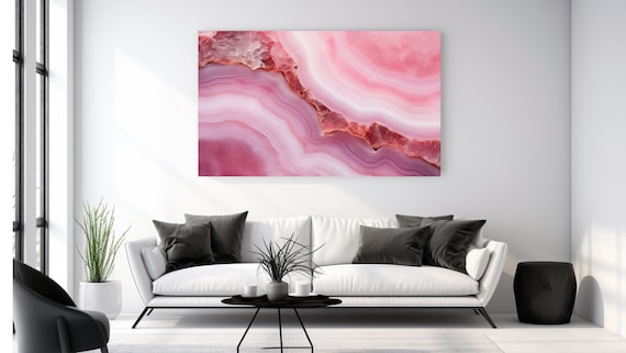 Pink Agate Crystal Gem Stone Abstraction I Print Home Decor Gift Room Decor Design Ready To Hang