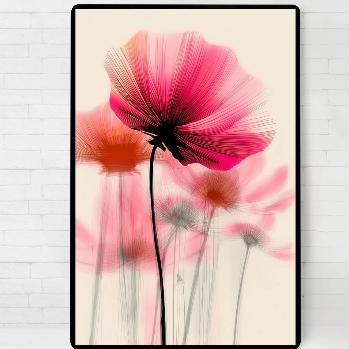Blush Pink Translucent Floral Blooms Minimalist Modern Art Poster