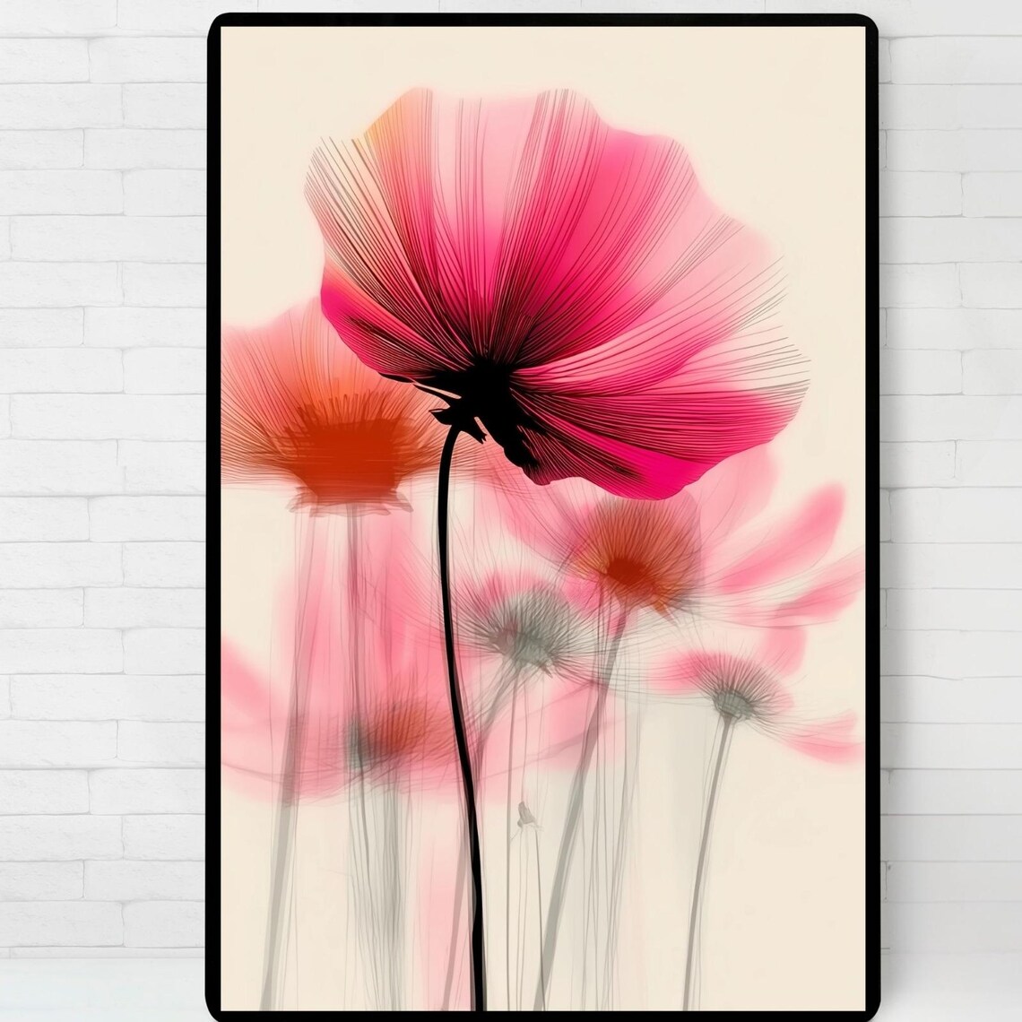 Pink Flower Art Print Minimalist Floral Illustration