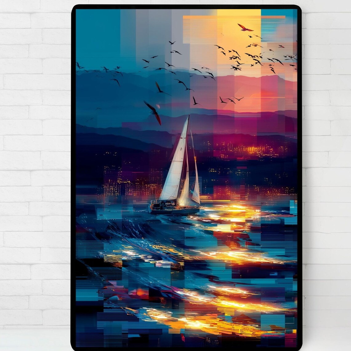 Sailboat In The Breeze, Minimalist Illustration Art Print