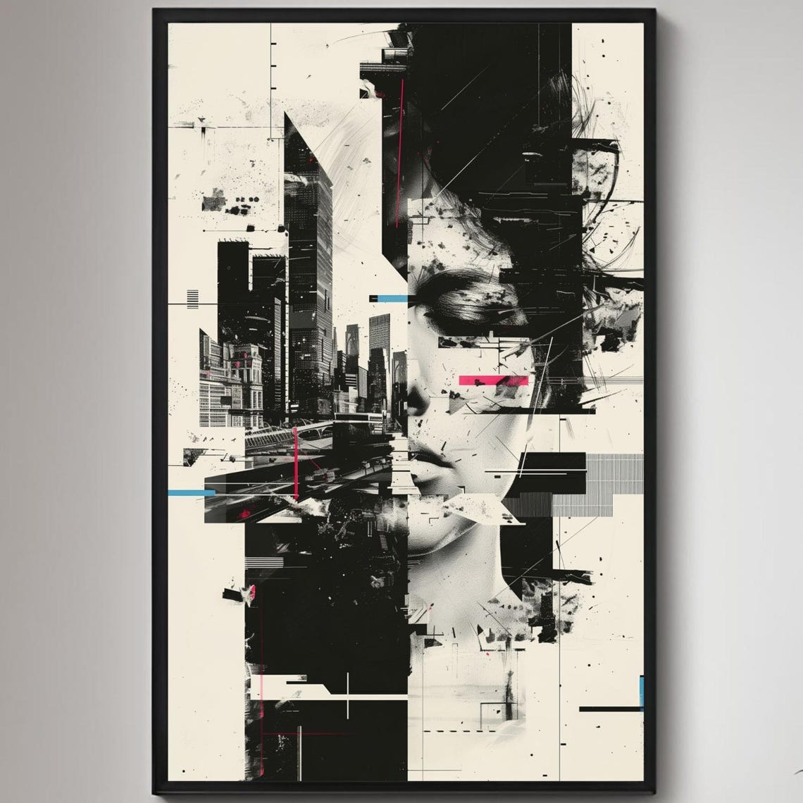 Inner Chaos Vs Modern Life Poster Illustration Print Wall Art Instant