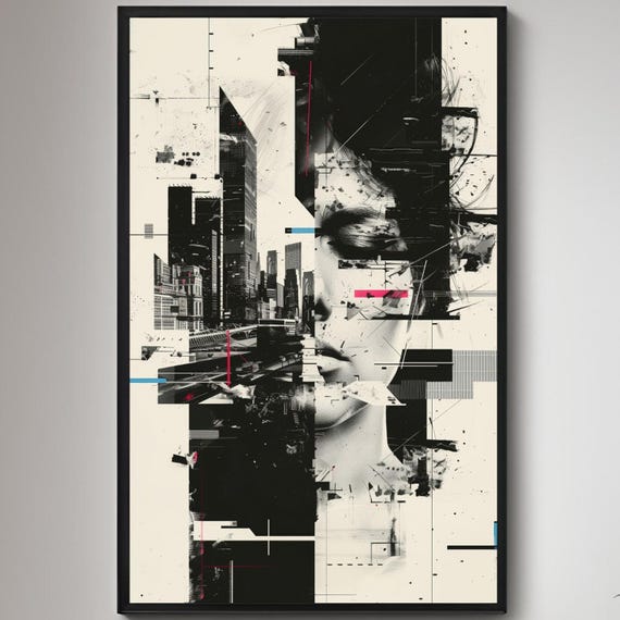 Inner Chaos Vs Modern Life Poster Illustration Print Wall Art Instant