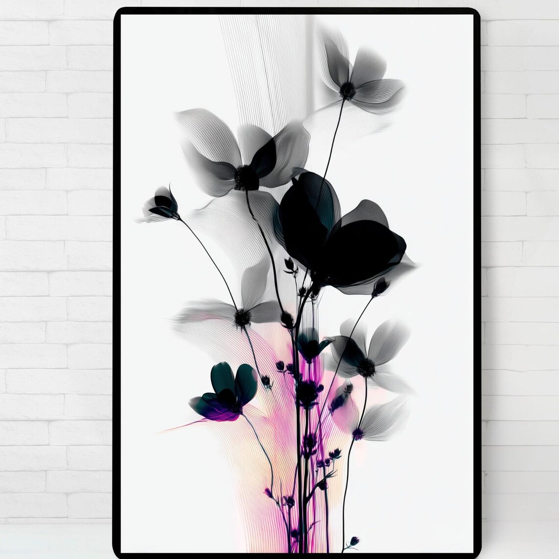 Black And White Floral Poster Gothic Minimalist Wall Art
