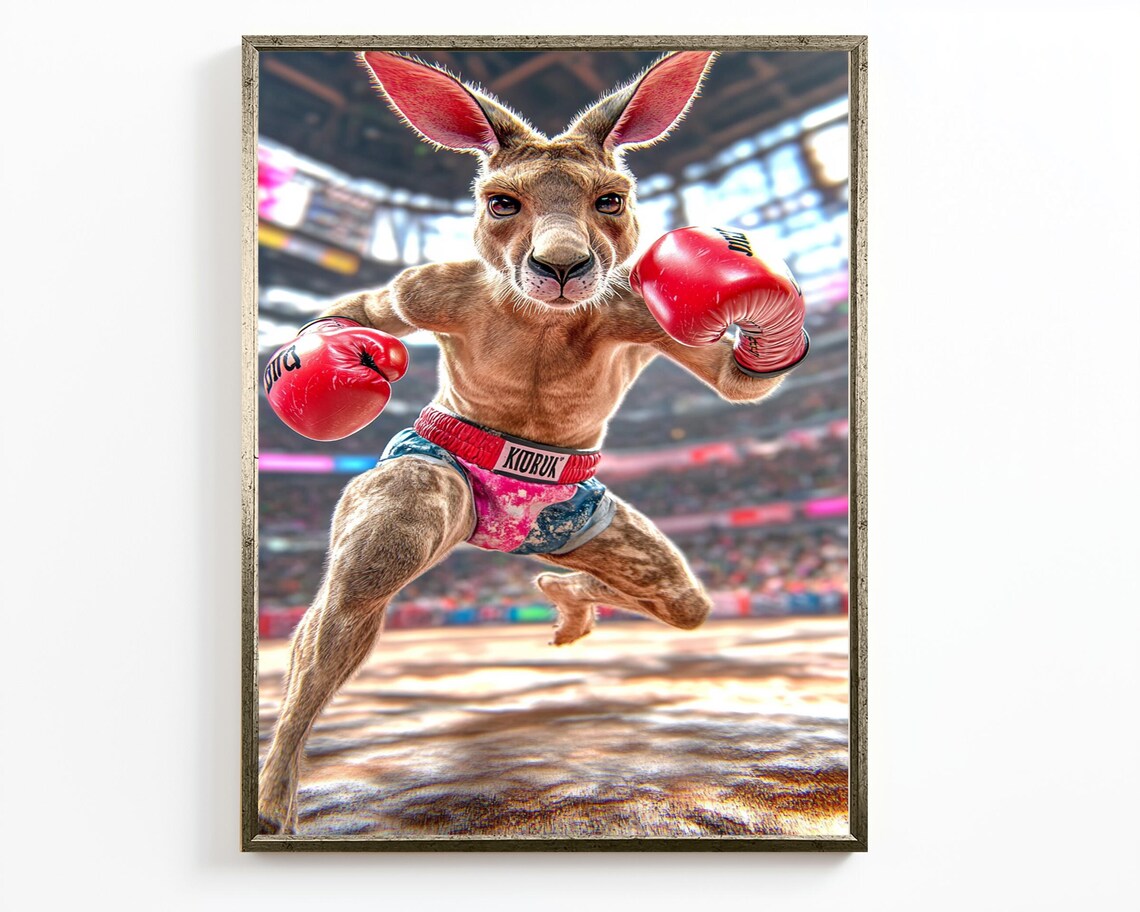 Boxing Kangaroo With Red Gloves KOROX Arena Fight Sports Wall Art Poster - Image 2