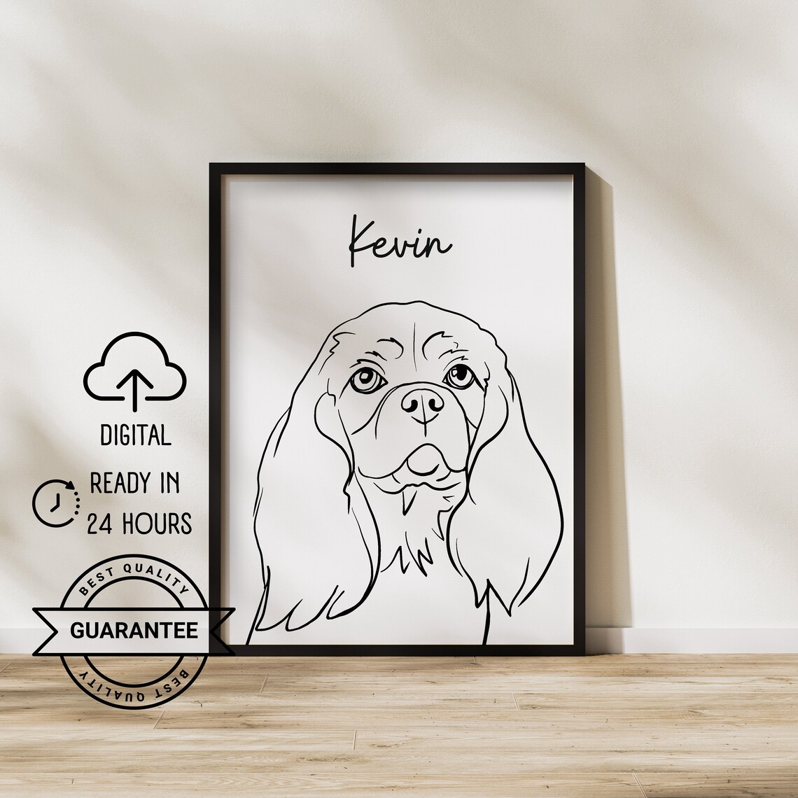 Personalized Dog Portrait, Line Drawing Sketch